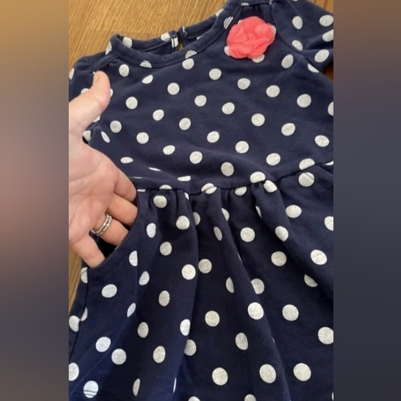 Gymboree Circo Blue White Polka Dot Dress Pink Flower T Shirt Dress Sz 3T Knit - Picture 4 of 9